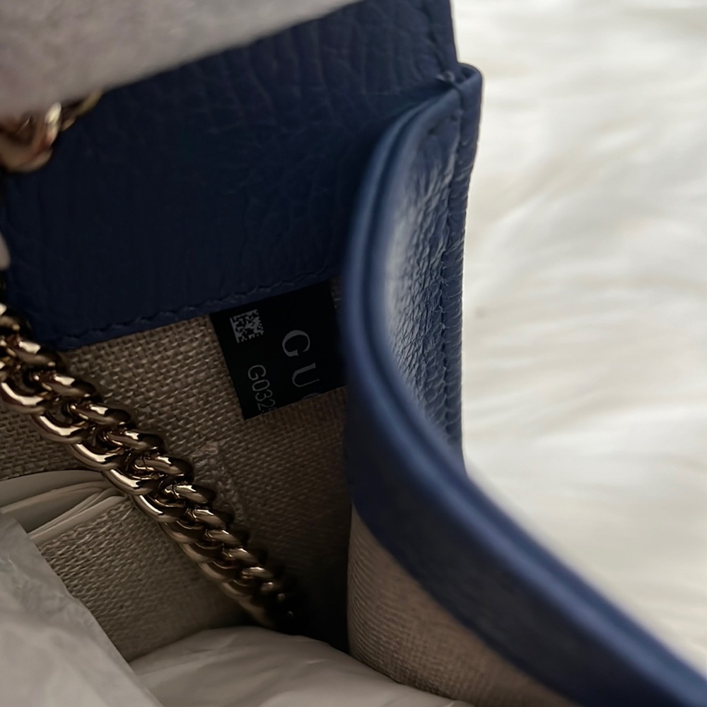 💯% Auth Gucci Interlocking GG Crossbody Bag Blue Leather NEW - Picture 8 of 12